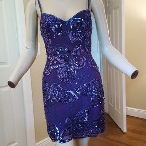 Vintage Niteline Blue Sequin Cocktail Dress Size 4